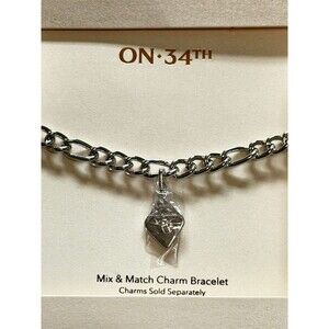 Women's ON 34TH Silver Tone Mix & Match Charm Bracelet One Size